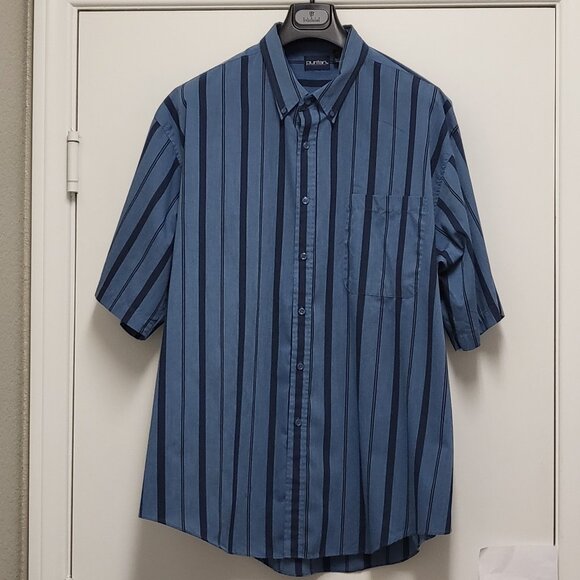 Vintage Puritan Mens Shirt Button Up 2XLT Short Sleeve Striped Blue - Picture 1 of 14